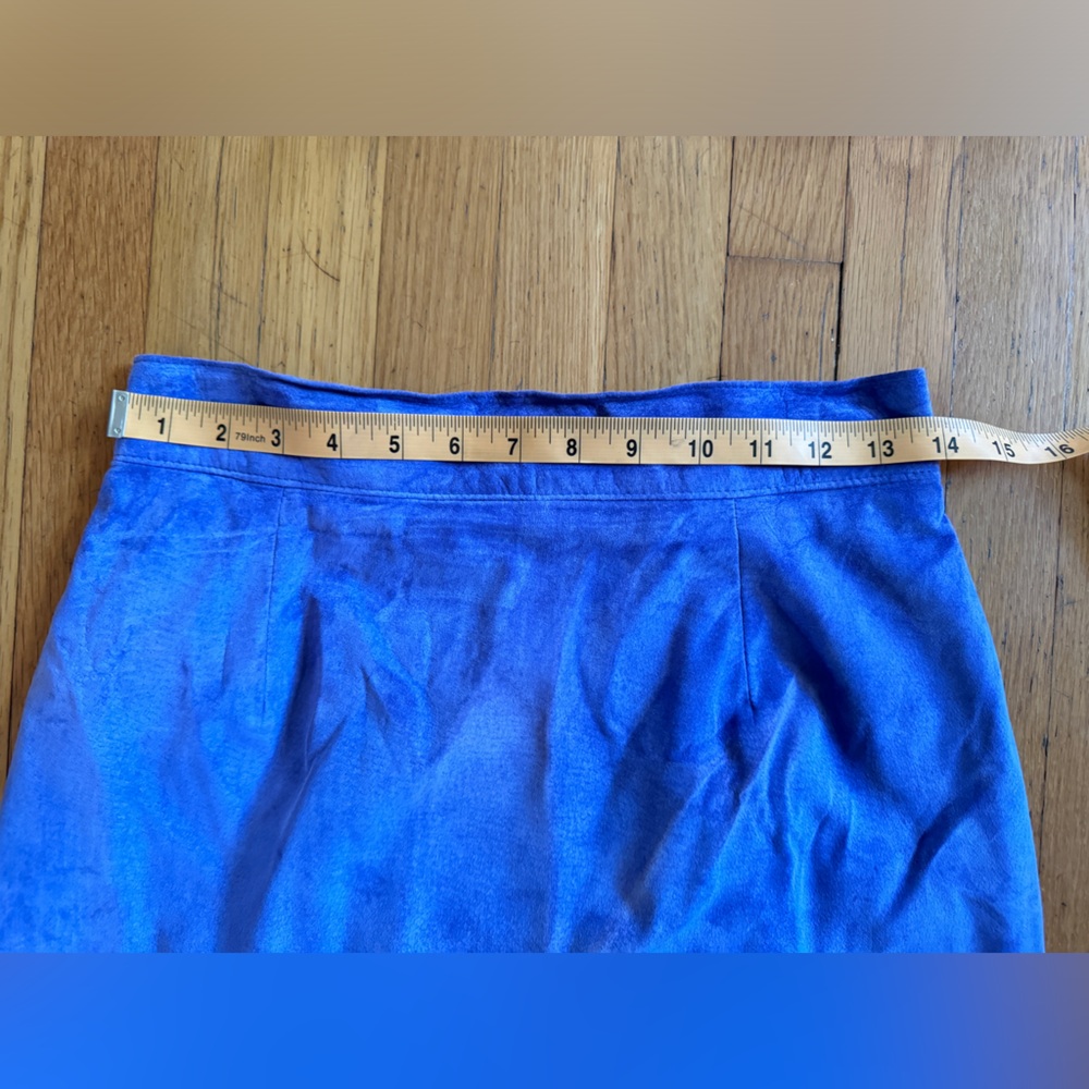 80s Vintage Periwinkle Suede Pencil Skirt - Picture 6 of 8